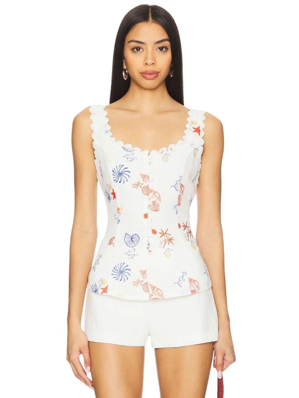 Line & Dot Reeta Top in White Multi X-Small New Womens Tank
